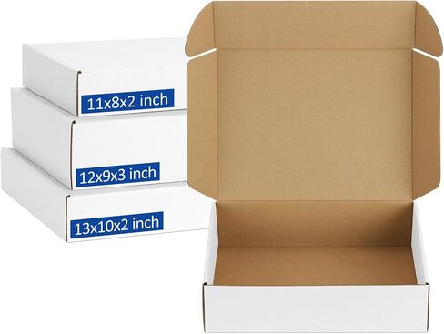 حزمة متنوعة-صناديق الشحن-45: 4x4x2 و 6x4x3 و 7x5x2 صناديق شحنة صغيرة ، مراسلات ذات صناديق ملهمة أبيض-صناديق الاستلام. in Kuwait