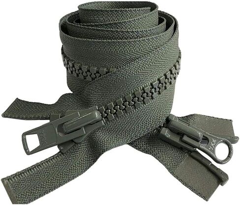 #10 Vislon Molded Separating Two-Way YKK Heavy Duty Jacket Zipper - Choose Your Length & Color - 1 Zipper Per Pack - Made in The United States (Olive Green - 567, 30" Inches) in Saudi Arabia