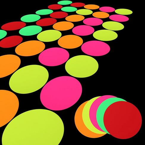 25 Sheets Neon Paper 5 Colors Glow in The Dark Paper 7.48'' Circle Neon Cardstock Classic Twister Fluorescent Card Stock for Black Light Glow Party Crafts Dance Floor Birthday Decor in Saudi Arabia