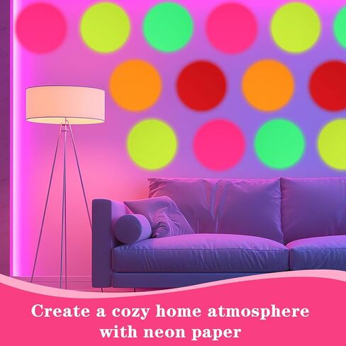 25 Sheets Neon Paper 5 Colors Glow in The Dark Paper 7.48'' Circle Neon Cardstock Classic Twister Fluorescent Card Stock for Black Light Glow Party Crafts Dance Floor Birthday Decor in Saudi Arabia