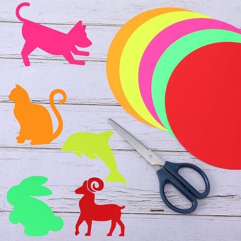 25 Sheets Neon Paper 5 Colors Glow in The Dark Paper 7.48'' Circle Neon Cardstock Classic Twister Fluorescent Card Stock for Black Light Glow Party Crafts Dance Floor Birthday Decor in Saudi Arabia