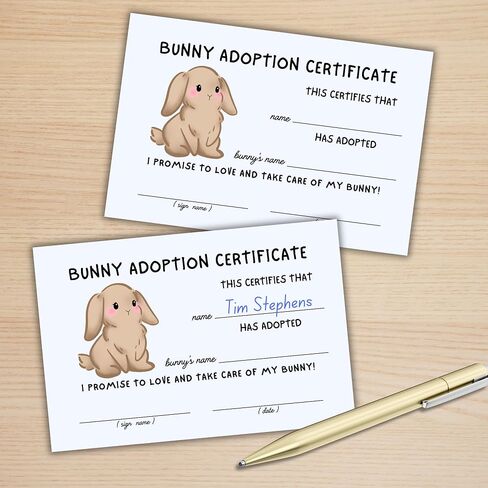 Bunny Rabbit Adoption Certificate | 30pk 4x6" Animal Pet Easter Crochet Pattern Lovey Garden Paper Award Take Care of Promise Children in Saudi Arabia