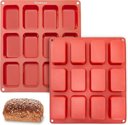 Freshware 12-Cavity Petite Silicone Mold for Soap, Bread, Loaf, Muffin, Brownie, Cornbread, Cheesecake, Pudding, and More in Saudi Arabia