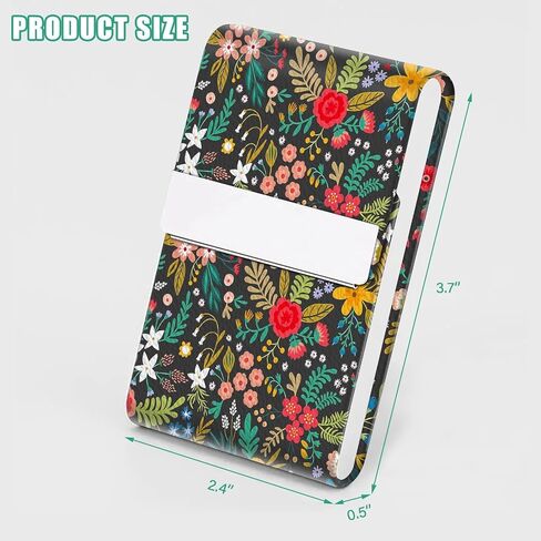 2Pack Leather Stainless Steel Business Card Holder, Metal Slim Business Card Case for Women or Men, Pocket Business Card Carrier with Prints, Magnetic Closure, RFID Blocking in Kuwait