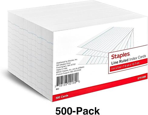 Staples 233601 3-Inch X 5-Inch Line Ruled Index Cards 500/Pack (51009) in Saudi Arabia