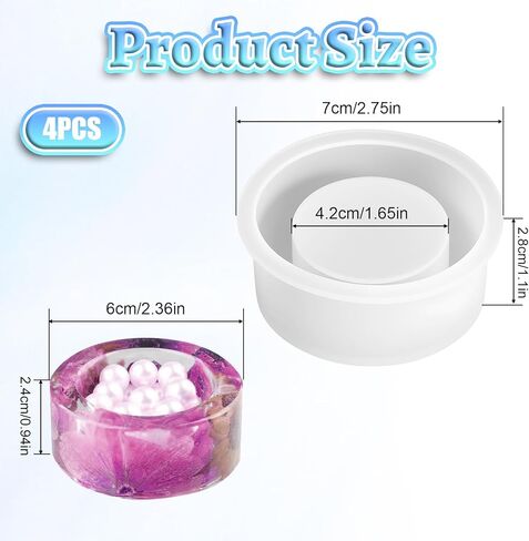 قوالب راتنج شموع Tealight ، 4 أجهزة كمبيوتر مستديرة من قوالب راتنج الايبوكسي السيليكون من أجل الحرف DIY ، محور المائدة ، حاوية حلية ، جص ، زفاف ، زخرفة المنزل in Kuwait
