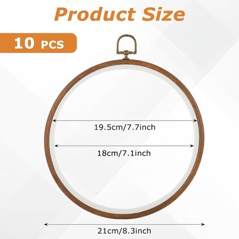 MUXHEL 10PCS 8 Inch Embroidery Hoops, Imitated Wood Plastic Cross Stitch Hoop, Round Embroidery Frame for Hanging Arts Decoration in Saudi Arabia