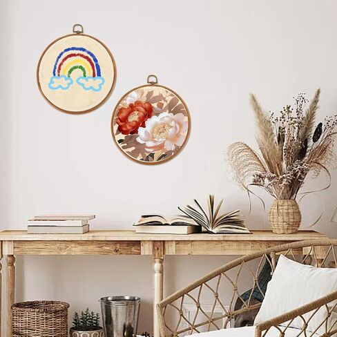 MUXHEL 10PCS 8 Inch Embroidery Hoops, Imitated Wood Plastic Cross Stitch Hoop, Round Embroidery Frame for Hanging Arts Decoration in Saudi Arabia