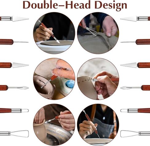 6 Pcs Clay Sculpting Tools Pottery Sculpting Tools Air Dry Clay Tool Double-Ended Stainless Steel Carving Tool Wood Ceramics Carving Supplies for Embossing Modeling Shaping Building in Saudi Arabia