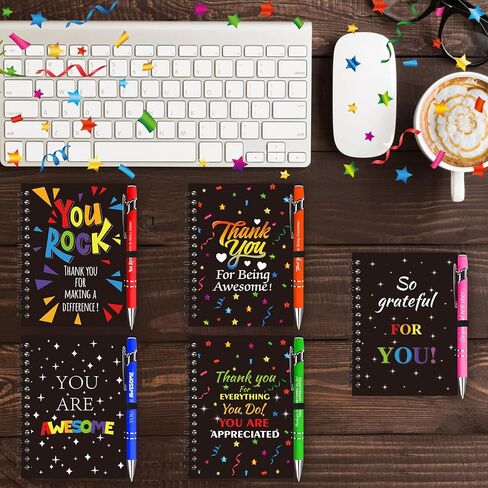 10 Sets Employee Appreciation Gifts Staff Spiral Notebooks Pens Bulk Stylus Cap Team Teachers Thank You Inspiration Journal Coworkers Inspirational Christmas Party Supplies Goodie Bag Stuffers Office in Saudi Arabia