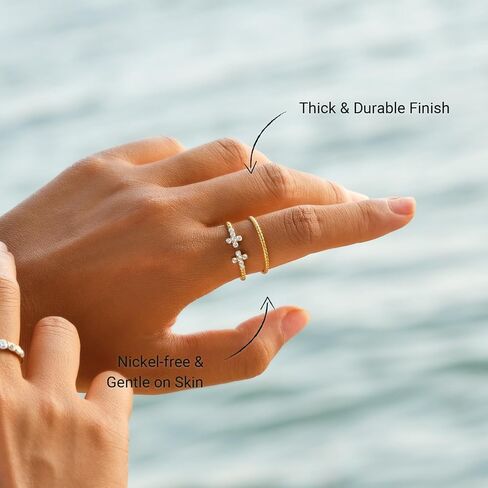 STORYJEWELLERY 18K Gold Plated Stacking Rings for Women, Pinky & Thumb Ring, Simple Thin Twist Ring, Dainty Pointer & Middle Finger Rings for Women, Unique Gifts for Her in Saudi Arabia