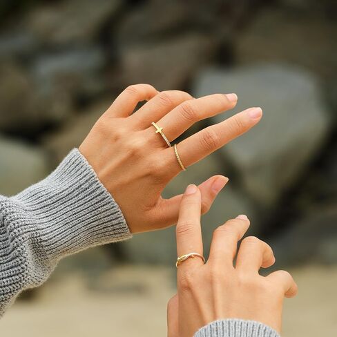 STORYJEWELLERY 18K Gold Plated Stacking Rings for Women, Pinky & Thumb Ring, Simple Thin Twist Ring, Dainty Pointer & Middle Finger Rings for Women, Unique Gifts for Her in Saudi Arabia