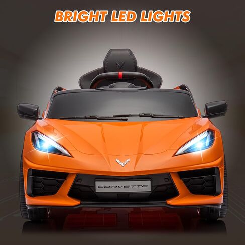 ركوب على سيارة بطارية 12 فولت التي تعمل بالبطارية للأطفال مرخصة من لعبة Corvette Toddlers Electric Car مع التحكم عن بُعد ولوحة القيادة البصرية والموسيقى وأضواء LED والهدايا للفتيان والفتيات الداكن. in Kuwait