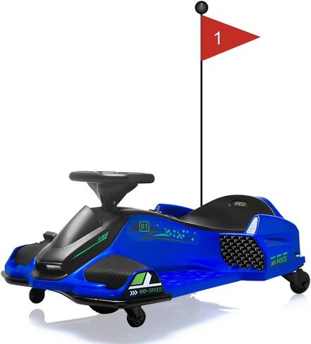 24V Kids Ride on Drift Car for Kids, Electric Drifting Go-Kart Up to 7.5 mph Variable Speed, Built-in Music,Colorful LED Light,USB,Low-Power Alarm (White, 24V) in Saudi Arabia