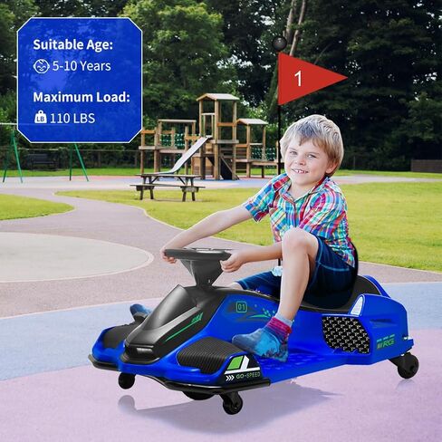 24V Kids Ride on Drift Car for Kids, Electric Drifting Go-Kart Up to 7.5 mph Variable Speed, Built-in Music,Colorful LED Light,USB,Low-Power Alarm (White, 24V) in Saudi Arabia