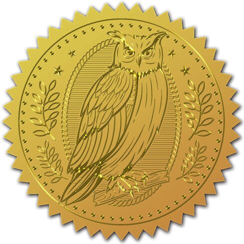 Craspire 2 "Gold Foil Sticker Owl 100pcs شهادة الأختام الذهب المنقوش مستديرة ملصقات ختم رقائق منقوشة للأظرف تخرج من بطاقة الدبلوم in Saudi Arabia