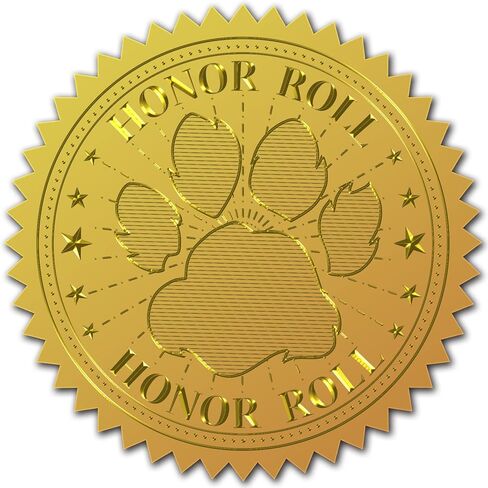 CRASPIRE 2" Gold Foil Sticker Honor Roll 100pcs Certificate Seals Gold Embossed Paw Print Round Embossed Foil Seal Stickers for Envelopes Invitation Card Diplomas Awards Graduation in Saudi Arabia