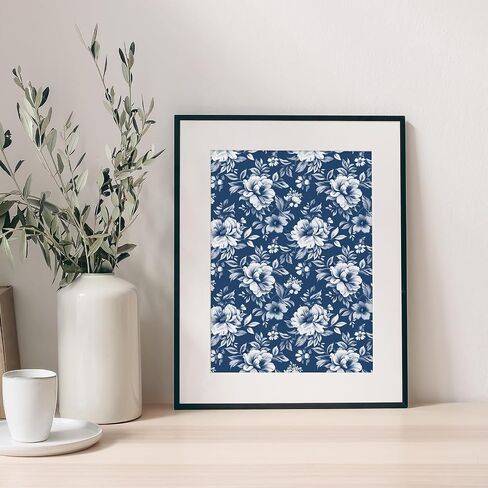 Whaline 40 Sheets Blue Floral Pattern Paper Floral Leaves Stripe Plaid Dot Scrapbook Specialty Paper Double Sided for DIY Crafts Card Making Photo Album Decor, 6 x 6 Inch in Saudi Arabia