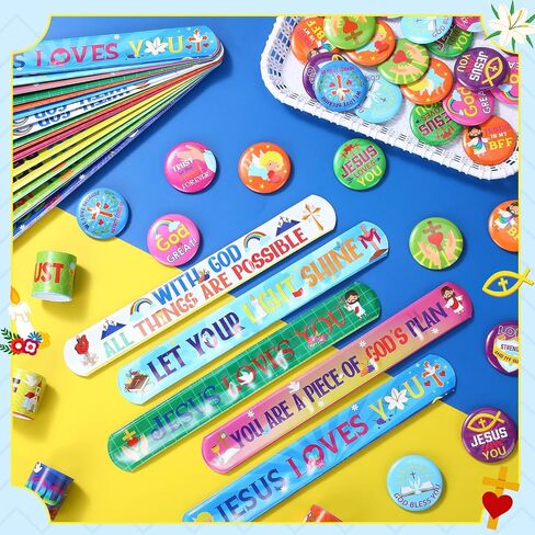 60 Pcs Christian Slap Bracelets Religious Gifts Bible Verse Slap Bracelets Bulk with Badges Jesus Love You Wristbands Inspirational Gifts for VBS Sunday School Supplies Birthday Party Favors in Saudi Arabia