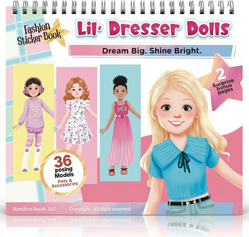 Lil 'Dresser Dolls Fashion Sticker Books for Girls Age 4+ ، نشاط طفل خالٍ من الشاشة ، أكثر من 250 ملصقات للاصطدامات للأطفال ، 36 مجموعة ملابس ، تصاميم للحيوانات الأليفة وتصميمات الإكسسوارات+ 2 صفحات مكافأة in Saudi Arabia