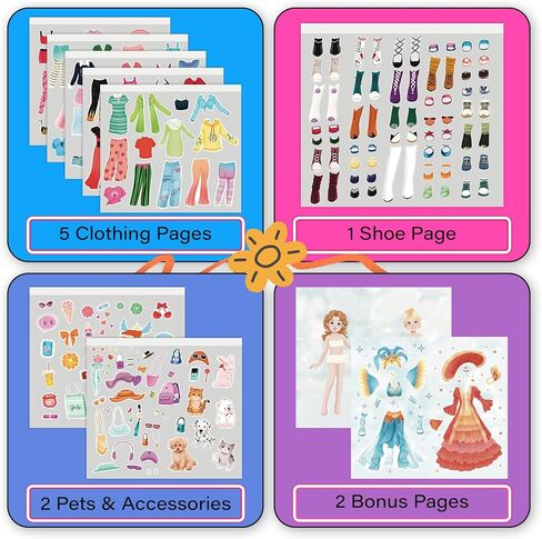 Lil 'Dresser Dolls Fashion Sticker Books for Girls Age 4+ ، نشاط طفل خالٍ من الشاشة ، أكثر من 250 ملصقات للاصطدامات للأطفال ، 36 مجموعة ملابس ، تصاميم للحيوانات الأليفة وتصميمات الإكسسوارات+ 2 صفحات مكافأة in Saudi Arabia