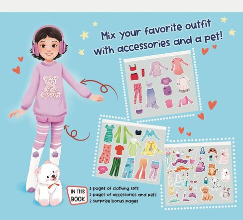 Lil 'Dresser Dolls Fashion Sticker Books for Girls Age 4+ ، نشاط طفل خالٍ من الشاشة ، أكثر من 250 ملصقات للاصطدامات للأطفال ، 36 مجموعة ملابس ، تصاميم للحيوانات الأليفة وتصميمات الإكسسوارات+ 2 صفحات مكافأة in Saudi Arabia