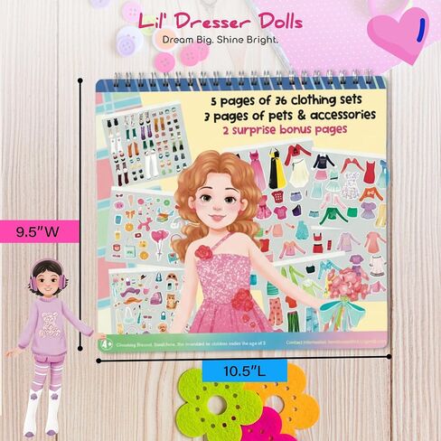 Lil 'Dresser Dolls Fashion Sticker Books for Girls Age 4+ ، نشاط طفل خالٍ من الشاشة ، أكثر من 250 ملصقات للاصطدامات للأطفال ، 36 مجموعة ملابس ، تصاميم للحيوانات الأليفة وتصميمات الإكسسوارات+ 2 صفحات مكافأة in Saudi Arabia