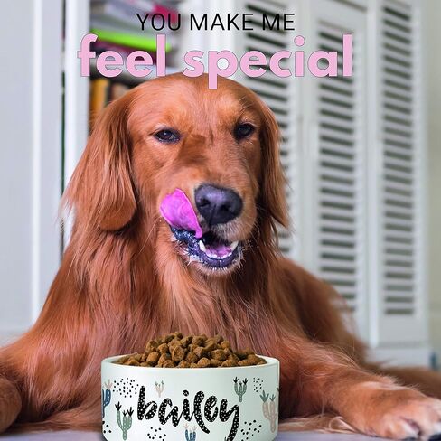 أوعية الحيوانات الأليفة السيراميك الشخصية | قابلة للتخصيص 14 تصاميم مع اسم حيوانك الأليف | 6 بوصات - أوعية مخصصة للحيوانات الأليفة للكلب أو القط أو جرو أو هريرة - طبق للأغذية الجافة أو الرطبة - هدايا مالك الحيوانات الأليفة in Kuwait