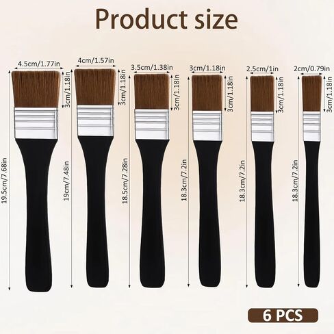 6PCS Paint Brush Set for Acrylic Painting, Acrylic Flat Brushes, Oil Painting Brush, Paintbrush with 30mm Bristles, Nylon Brushes for Watercolour and Gouache (20/25/30/35/40/45 mm) in Saudi Arabia