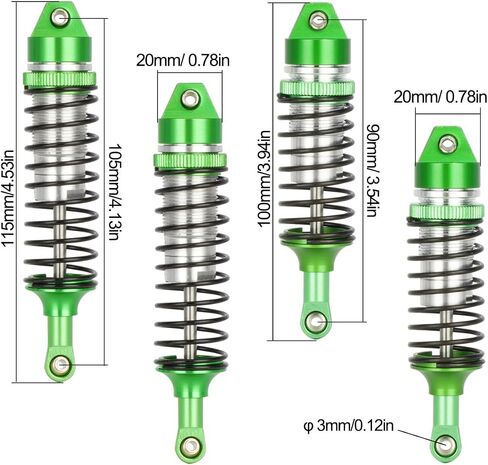 4pcs Oil All Metal Shocks RC Shock Absorber Damper Set for Traxxas Rustler 4X4 VXL Slash 2WD 4x4 Hoss Stampede Bandit Nitro Shock Absorber Damper Set 1/10 Upgrades Parts Replace of 5862 (Green) in Saudi Arabia