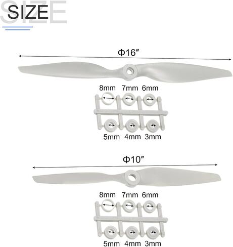 Meccanixity 10x7 ، 16x8 Propeller RC Propellers 2 Vane Blades Wings Gray مع حلقات محول للطائرات الكهربائية ، حزمة من 2 in Saudi Arabia