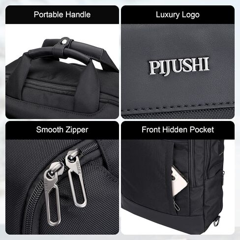 PIJUSHI Laptop Backpack for Women Men Personal Item Travel Backpack Convertible Carry on Bag Flight Approved(PE042 Black) in Kuwait