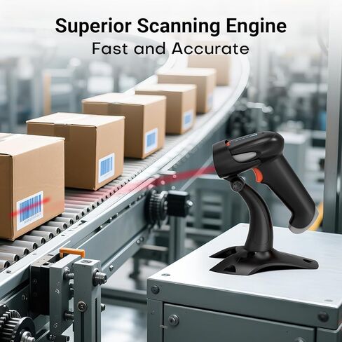Tera Barcode Scanner Wireless 1D 2D QR with Stand: Battery Level Indicator 3 in 1 Works with Bluetooth 2.4G Wireless USB Wired Handheld Bar Code Reader with Vibration Alert HW0002 Orange in Kuwait