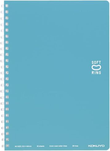 KOKUYO Spiral Lined Notebook, 8.3'' x 5.8'' Pastel Journal A5 Soft Ring Notebooks with Dot 6 mm Ruled, 50 Sheets, Light Blue 1 Subject Notebook, Note Taking for School. Japan Import (SU-SV331BT-LB) in Saudi Arabia