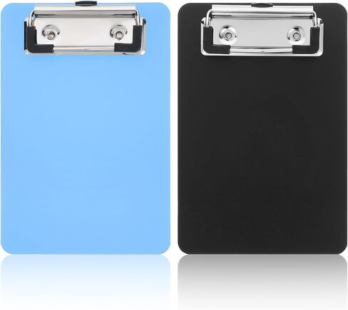 4" X 6" Small Clipboards, 2 PCS Black & Blue Plastic Mini Clipboards Mini Clipboard with Stainless Steel Retaining Clips Portable Pocket Clipboard for Home Restaurants Supermarket Offices in Kuwait