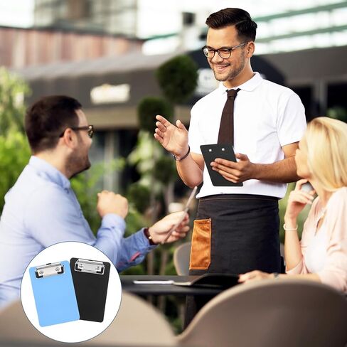 4" X 6" Small Clipboards, 2 PCS Black & Blue Plastic Mini Clipboards Mini Clipboard with Stainless Steel Retaining Clips Portable Pocket Clipboard for Home Restaurants Supermarket Offices in Kuwait