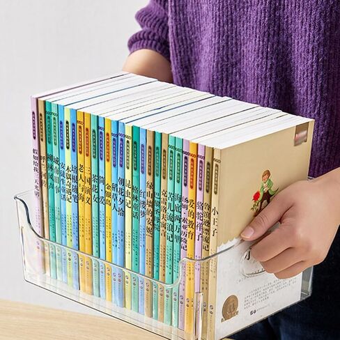 Clear Book Storage Bins for Organizing Books and Supplies Transparent Standard for Classroom and Home Shelf Organization in Saudi Arabia