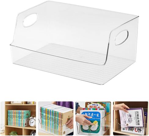 Clear Book Storage Bins for Organizing Books and Supplies Transparent Standard for Classroom and Home Shelf Organization in Saudi Arabia