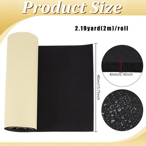 BENECREAT 78.7x15.7inch Adhesive EVA Foam Roll, 4mm Black Adhesive EVA Foam Sheets Cosplay Foam Crafts for Halloween Art Supplies Paper Scrapbooking in Saudi Arabia