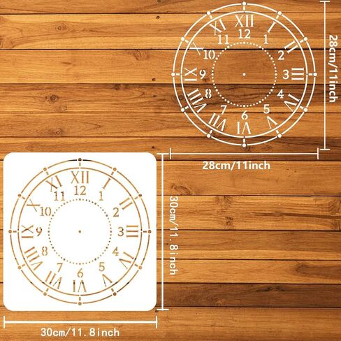 FINGERINSPIRE Clock Face Stencil for Painting 11.8x11.8 inch Large Clock Pattern Drawing Template Reusable Numbers Roman Numerals Painting Stencil Plastic PET Clock Face Template for DIY Crafts in Saudi Arabia