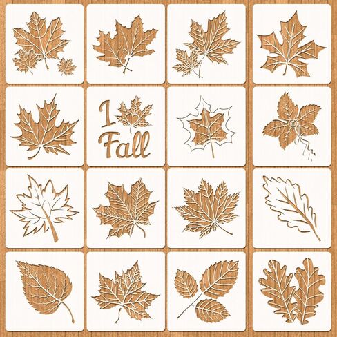 Howaf 16pcs Maple Leaves Stencils أوراق السقوط قوالب الرسم لسعادة السقوط y'all Party Paint Decor in Saudi Arabia