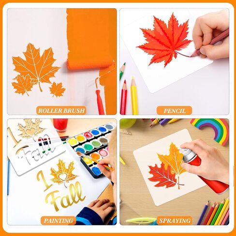 Howaf 16pcs Maple Leaves Stencils أوراق السقوط قوالب الرسم لسعادة السقوط y'all Party Paint Decor in Saudi Arabia