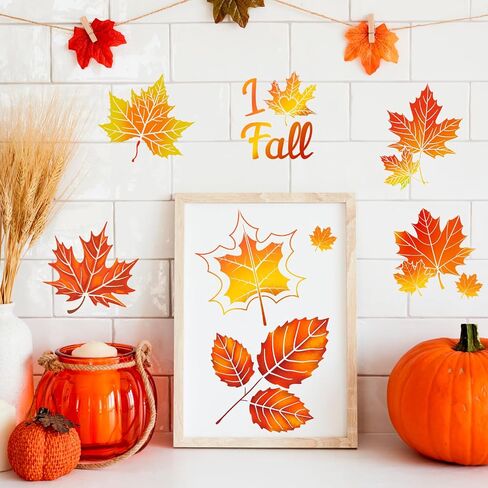 Howaf 16pcs Maple Leaves Stencils أوراق السقوط قوالب الرسم لسعادة السقوط y'all Party Paint Decor in Saudi Arabia