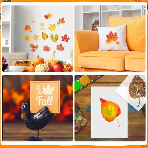 Howaf 16pcs Maple Leaves Stencils أوراق السقوط قوالب الرسم لسعادة السقوط y'all Party Paint Decor in Saudi Arabia