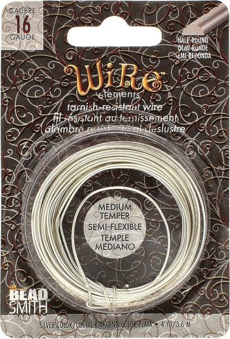 The Beadsmith Half-Round Craft Wire - Medium Temper Beading Wire, Silver Color, 16 Gauge, 4 Yards in Saudi Arabia