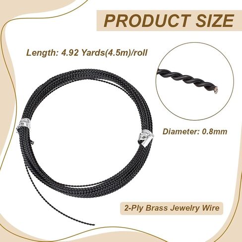 BENECREAT 20 Gauge Black Twist Jewelry Wire, 15Ft Tarnish Resistant Brass Craft Jewelry Wrapping Wire Round Welding Wire for Jewelry Beading Craft Work Making Supplies in Saudi Arabia