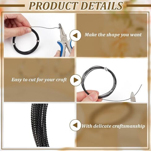 BENECREAT 20 Gauge Black Twist Jewelry Wire, 15Ft Tarnish Resistant Brass Craft Jewelry Wrapping Wire Round Welding Wire for Jewelry Beading Craft Work Making Supplies in Saudi Arabia