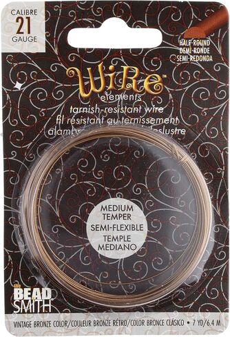 The Beadsmith Half-Round Craft Wire - Medium Temper Beading Wire, Vintage Bronze Color, 21 Gauge, 7 Yards in Saudi Arabia