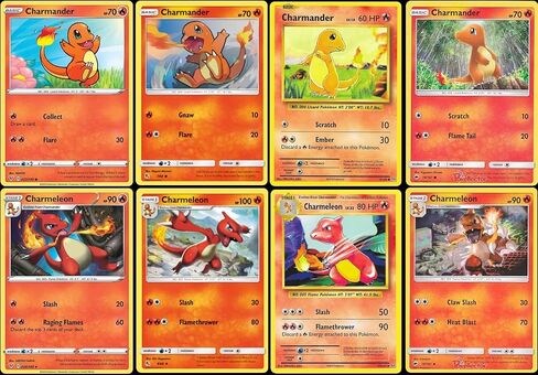 Charmander & Charmeleon 8 Card Lot - Burning Shadows Evolutions Hidden Fates Vivid Votage in Saudi Arabia
