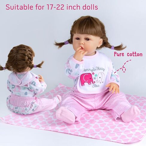 Pedolltree 12 Pcs Set Reborn Dolls Newborn Baby Girl Clothes Pink Elephant Outfit Accessories for 17-22 Inch Reborn Baby Dolls with Strawberry Backpack&Feeding Set in Saudi Arabia